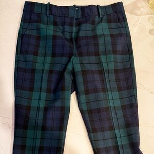 J.Crew Ruby Pant – Green & Navy Plaid – Tailored Fit – Size 10 – Excellent